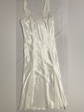 Romantic Vintage Old Money Dreamcore Slip with Lace, Bows, and Beading